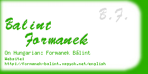 balint formanek business card